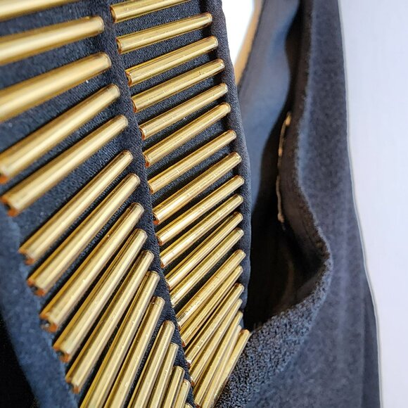 DKNYC Dress Size 6 Black Gold Beaded One Shoulder Cocktail Party Mini Excellent - Picture 8 of 10